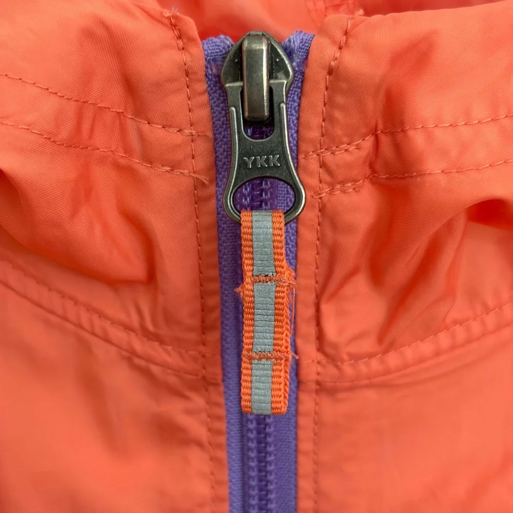 Columbia Kids Windbreaker Jacket Coral‎ Orange Purple Hooded Full Zip Size M